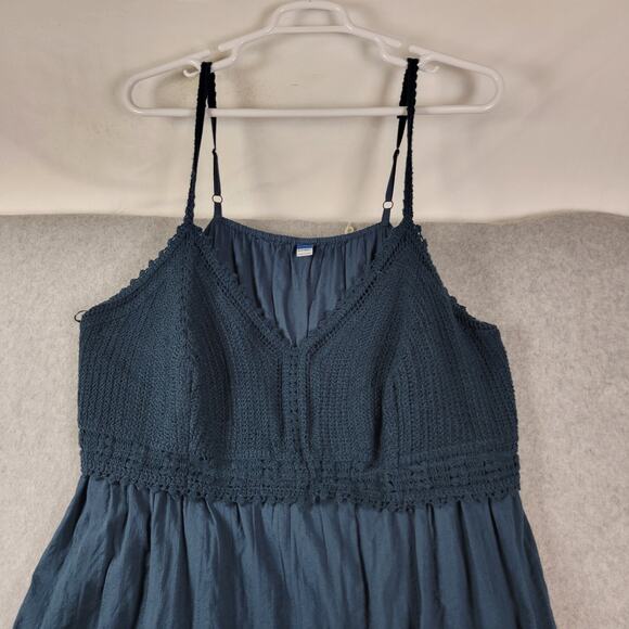 Old Navy 100% Cotton Blue Crochet Bodice Fit & Flare Maxi Dress Women's Plus 3X - Picture 3 of 11